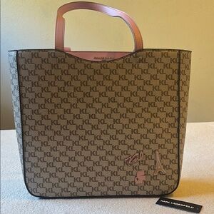 Karl Lagerfeld Brown and Pink Women's Bag